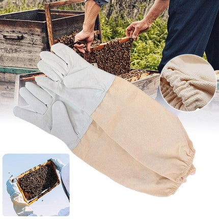Goatskin Protective Bee Keeping & Vented Long Sleeve Beekeeping Gloves - Aimall