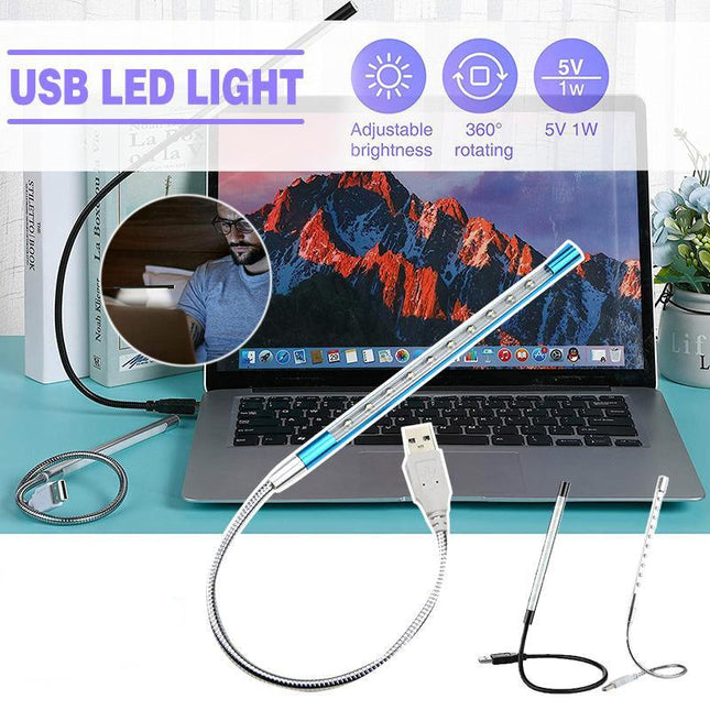 Flexible USB 10 LED Light Lamp for Keyboard Reading Notebook Laptop - Aimall