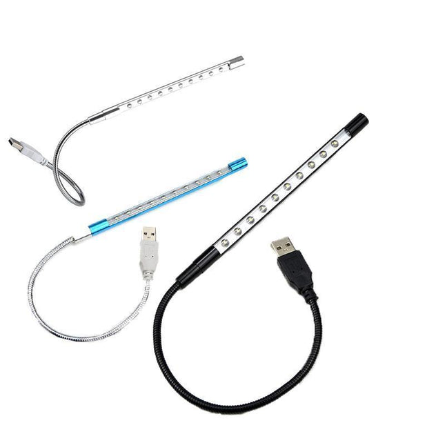 Flexible USB 10 LED Light Lamp for Keyboard Reading Notebook Laptop - Aimall
