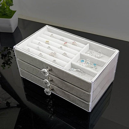 3Tier Acrylic Jewelry Organizer Box Display Drawer Case Earring Necklace Storage - Aimall