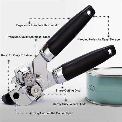 3-in-1Can amp Bottle Opener Classic Stainless Steel Manual Heavy Duty Can Opener - Aimall