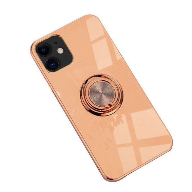 Milk Tea Luxury Shockproof Silicone Ring Case Stand Cover for iPhone 14 13 12 Pro Max - Aimall