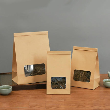 50PCS Kraft Paper Self-sealing Bags Tea Nut Bags Dry Goods Packaging Sealed Bags - Aimall