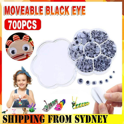 700x Google Googly Eyes Joggle Moveable Black Eye Wiggly Craft Stick On Adhesive - Aimall