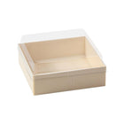 100x Clear Window Display Camulon Square Disposable Cake Takeaway Wooden Boxes - Aimall