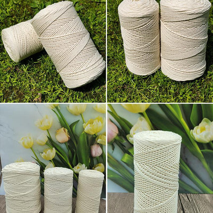 2/3/4MM Macrame Rope Natural Beige Cotton Twisted Cord Artisan Hand Craft - Aimall
