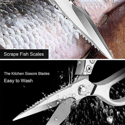 2x Japanese Heavy Duty Stainless Steel Kitchen Scissors Shears Fish Chicken Bone - Aimall