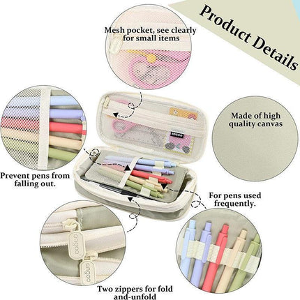 Zipper Pencil Case Pen Bag Organizer School Office Cosmetic Stationery Storage - Aimall