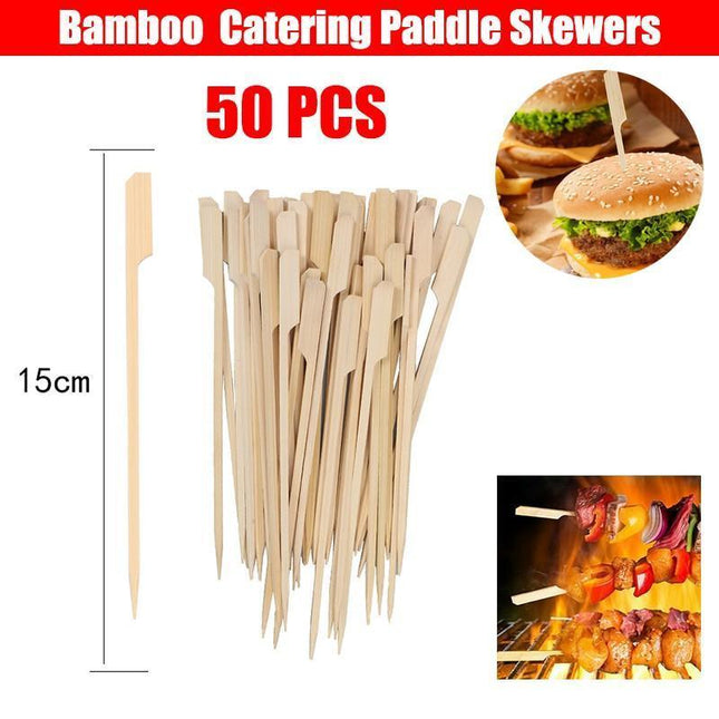 Bamboo Wooden Catering Paddle Skewers Disposable Finger Food Cocktail BBQ - Aimall