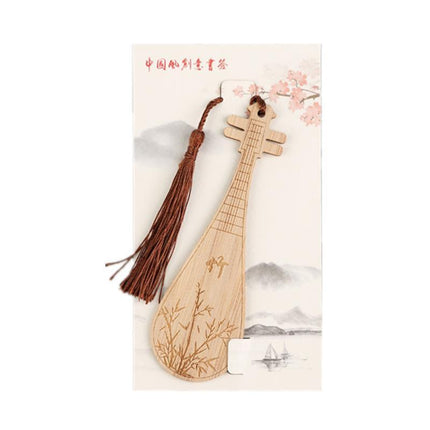 Chinese Style Bass Book Folder Book Clip Bamboo Bookmark Guitar Bookmark Lable - Aimall