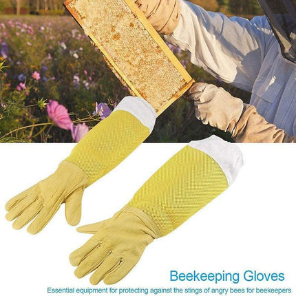 Beekeeping Gloves Goatskin with Vented Beekeeper Keeping Bee Long Sleeves - Aimall