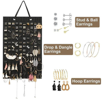 Hanging Jewelry Organizer Closet Necklace Holder Felt Jewelry Roll Jewelry - Aimall