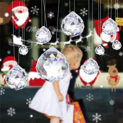 12PCS 30 MM Chandelier Clear Glass Prism Crystal Ball Pendant Sun-catcher - Aimall