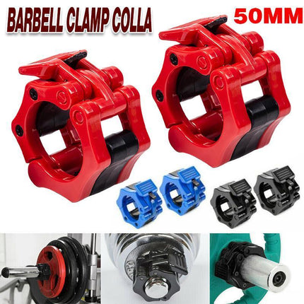 50mm Barbell Clamp Collar Clip Olympic Weightlifting Lift Spring Lock - Aimall