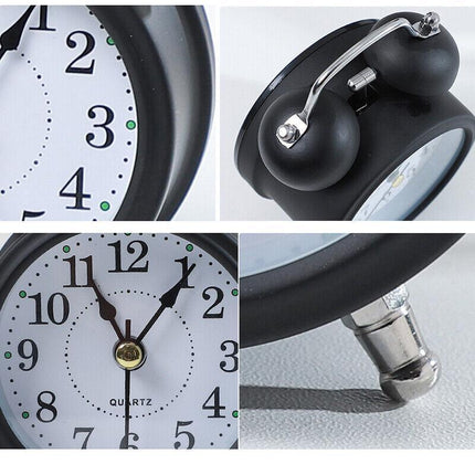 Twin Bell Alarm Clock Vintage Retro Loud Clocks Battery Bedside Desk Analogue - Aimall