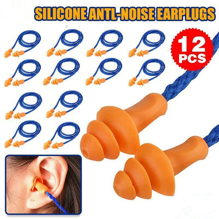 12X Silicone Soft Corded Ear Plugs Reusable Hearing Protect Safety Earplugs Au - Aimall