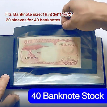 Navy BankNote 40 Pages Album Stock Collection Storage Currency Holder Pocket - Aimall