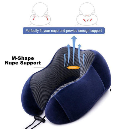 Memory Foam U-shaped Travel Pillow Neck Support Rebound Pad Sleeping Headrest - Aimall