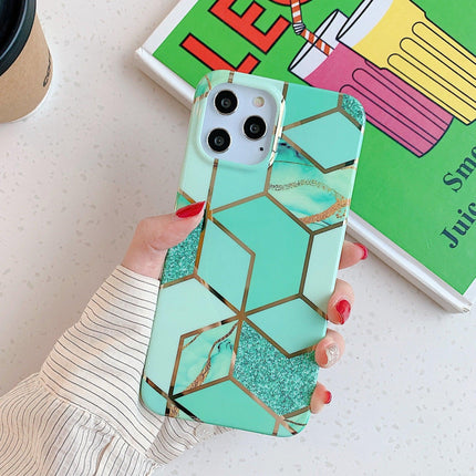 Green Geometric Marble Case for iPhone 13 12 11 Pro Max XR XS 8 Shockproof Cover Silicone - Aimall