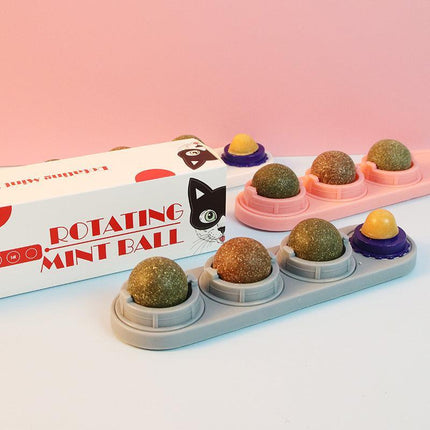 Cat Toy Catnip Ball Lick Solid Nutrition Help Digestion Wall Mount Hair Remover - Aimall