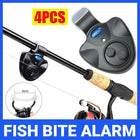 4PCS Electronic Fish Bite Sound Alarm LED Light Alert Bell Clip-On Fishing Rod - Aimall