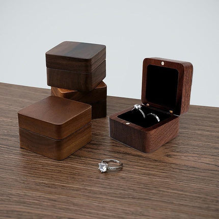 Ring Storage Box Wooden Box Jewelry Display Proposal Engagement Wedding Ceremony - Aimall