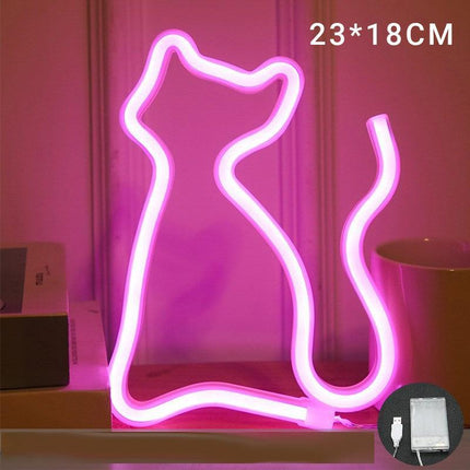 LED Rainbow Neon Sign Lights Bedside Night Light Lamp Kids Room Home Wall Decor - Aimall