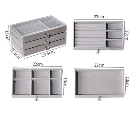 3Tier Acrylic Jewelry Organizer Box Display Drawer Case Earring Necklace Storage - Aimall
