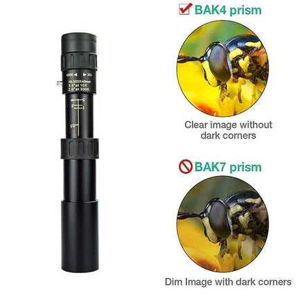 4K 10-300X40mm Super Telephoto Zoom Monocular Telescope Without mini Tripod - Aimall