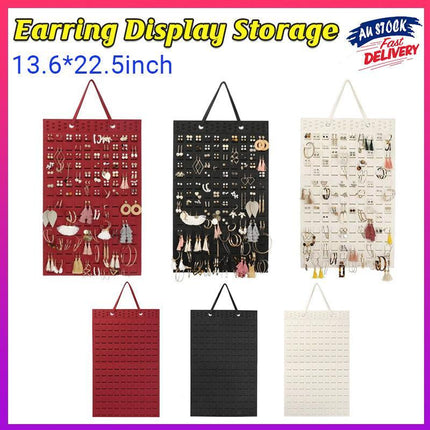 Hanging Jewelry Organizer Closet Necklace Holder Felt Jewelry Roll Jewelry - Aimall