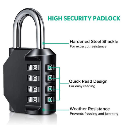 Combination-Lock 4 Digit Outdoor Waterproof Padlock,Gate,Locker,Hasp Number Lock - Aimall