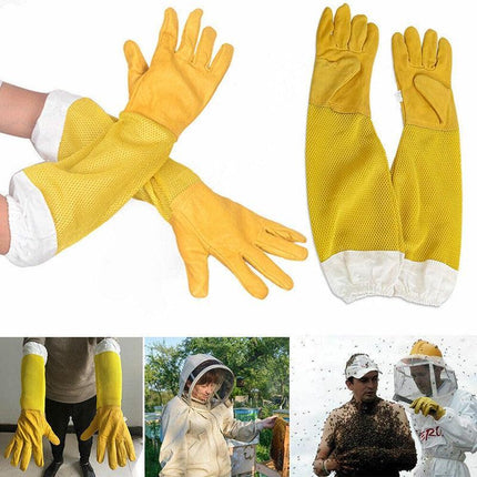 Beekeeping Gloves Goatskin with Vented Beekeeper Keeping Bee Long Sleeves - Aimall