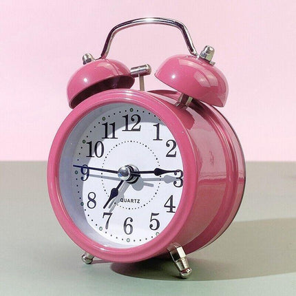 Twin Bell Alarm Clock Vintage Retro Loud Clocks Battery Bedside Desk Analogue - Aimall