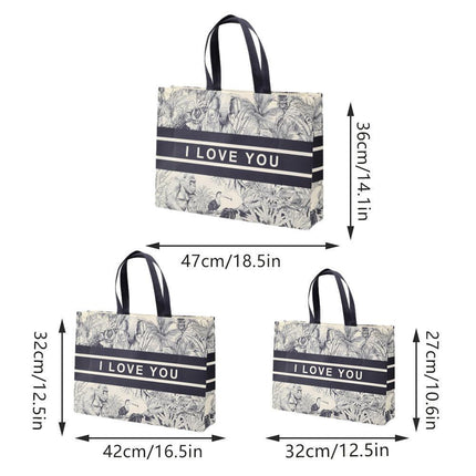 25x Fashion Non Woven Tote Bags Reusable Shopping Bags Clothing Store Black and White