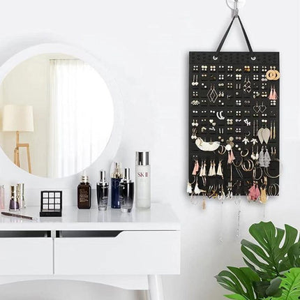 Hanging Jewelry Organizer Closet Necklace Holder Felt Jewelry Roll Jewelry - Aimall