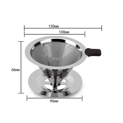Coffee Tea Cup Drip Filter Mesh Holder Reusable Stainless Steel Pour Over Funnel - Aimall