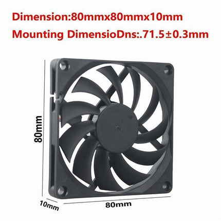 2PCS 12V 8010 DC Fan 2 Pin Brushless for PC Computer Hydroponics Cooling AUStock - Aimall
