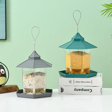Garden Hanging Wild Bird Feeder Birds Gazebo Shape Container Waterproof Outdoor - Aimall