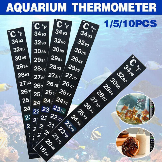 UPTO 10x Aquarium Thermometer Fish Tank Sticker Temperature Strip Dual Scale HOT - Aimall
