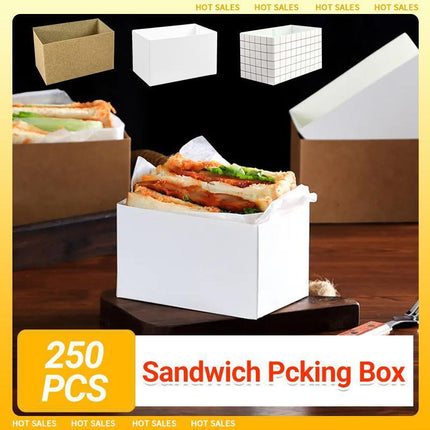 250PCS Packaging Box Sandwich Box Wrapping Paper Breakfast Hamburger Kitchen L - Aimall