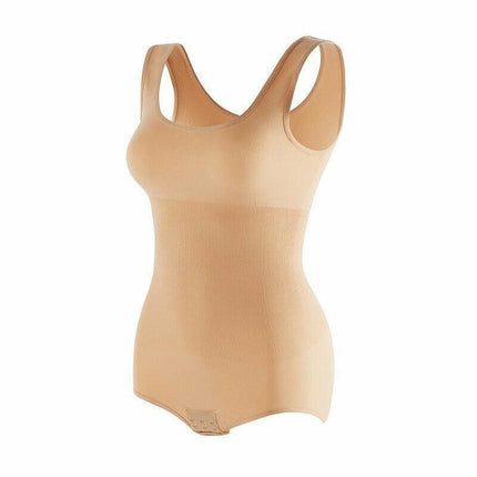 Beige Plus Women Full Body Shaper Seamless Slimming Tummy Control Bodysuit Shapewear - Aimall