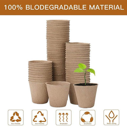 500PCS Nursery Pots Biodegradable Paper Pulp Peat Pots Plant Garden Seed Starter - Aimall