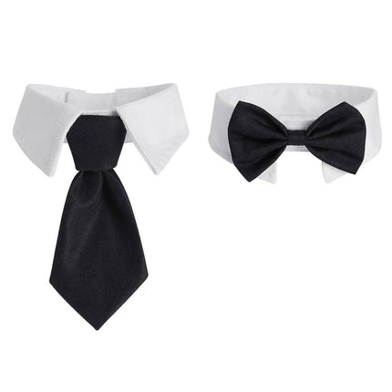 2pcs Pet Bow Tie Collar Dog Cat Suit Dress Accessories Adjustable Neck Strap