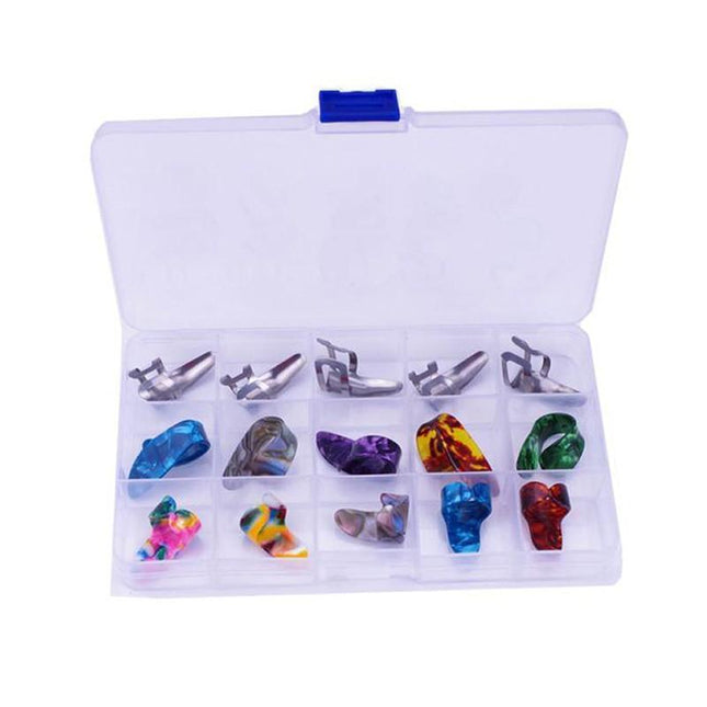 15PCS+1 BOX Guitar Picks Bass Thumb Finger Nail Colorful Plectrum Guitar Banjo - Aimall