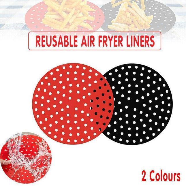 23cm Reusable Air Fryer Liners Non-Stick Silicone Air Fryer Basket Mat Round - Aimall
