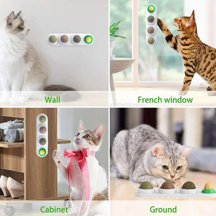 Cat Toy Catnip Ball Lick Solid Nutrition Help Digestion Wall Mount Hair Remover - Aimall