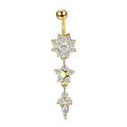 Flower Crystal Surgical Steel Dangle BELLY Button Navel bars Ring Body Piercing - Aimall