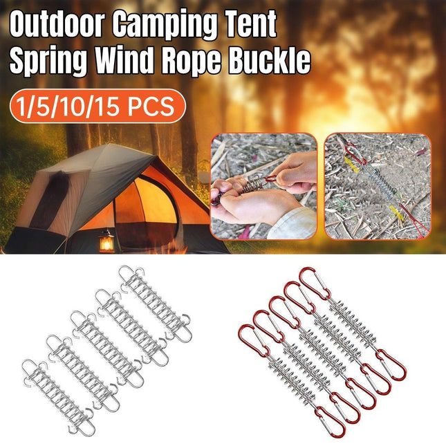 1-15PCS Outdoor Camping Tent Spring Wind Rope Buckle Fix Hook Buckles Silver Red