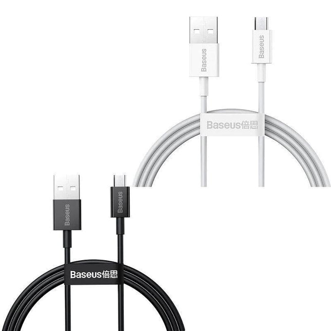 Baseus 480Mbps 2A USB Fast Charging Cable Data Wire For Micro Android Samsung 2PCS 1M - Aimall