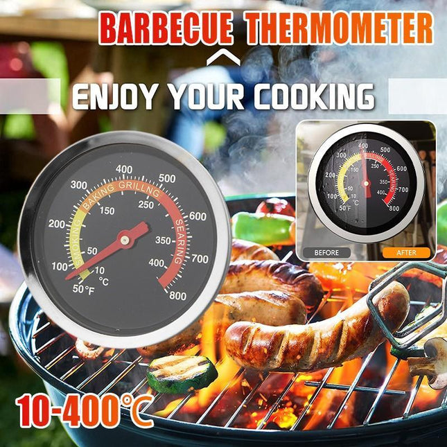 10-400℃ Barbecue Thermometer Gauge Stainless BBQ Smoker Grill Temperature - Aimall